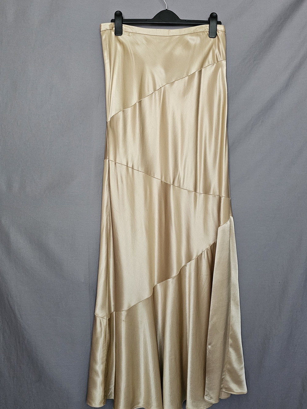 Satin Bias-Cut Maxi Skirt in Champagne
